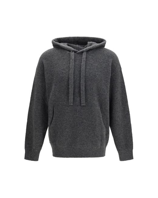 Laneus Gray Cashmere And Silk Hooded Sweater for men