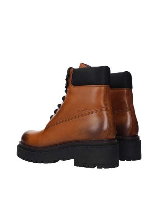 Prada Brown Leather Ankle Boots
