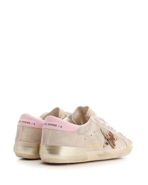 Golden Goose Deluxe Brand Pink Beige Suede Super Star Sneakers