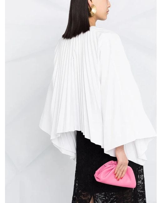 Valentino White Pleated Bell-Sleeves Top
