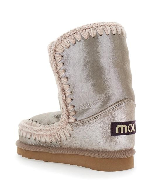 Mou Gray Ankle Boots Patent Suede Sheep