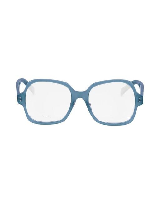 Céline Blue Eyeglasses Square Full Rim, Shiny Frame And Clear Demo Lens Cl50148F093