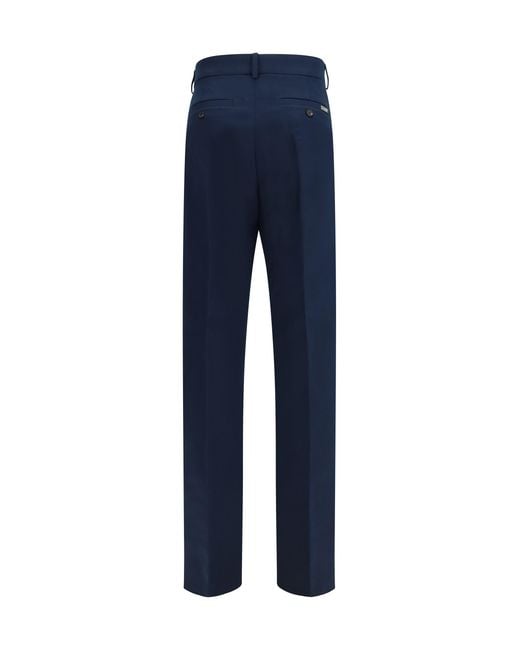 Ferragamo Blue Cotton And Cashmere Chinos Pants Cotton; Kashmir/Capra Hircus for men