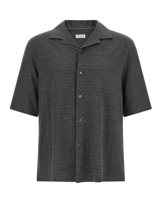 Brunello Cucinelli Gray Linen Blouse for men