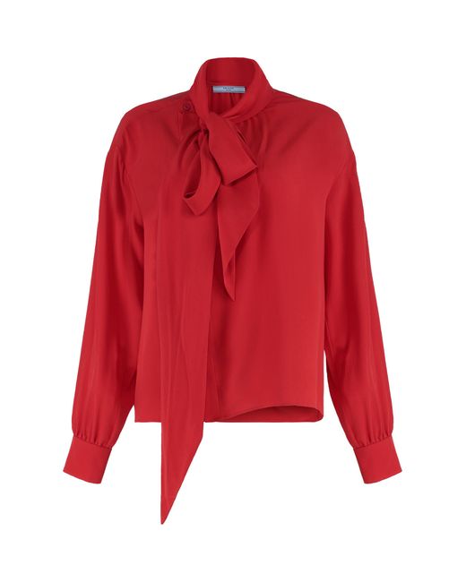 Prada Red Blouse Silk Blouses