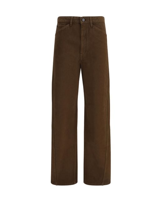 Lemaire Brown Five-Pocket Twill Pants Cotton