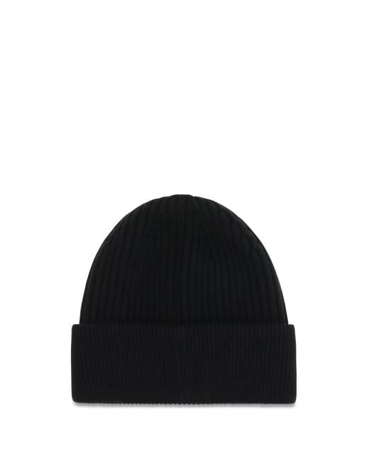 Dolce & Gabbana Black Logo English Rib Knit Beanie Hats E Hairbands for men