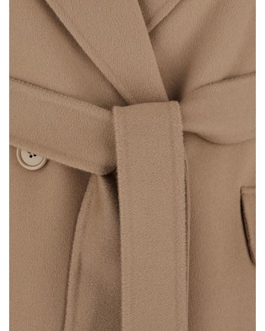 Max Mara Natural Coat With Wide Notched Revers Virgin Wool