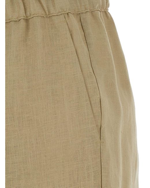 Semicouture Natural Pants With Elastic Waist With Drawstring