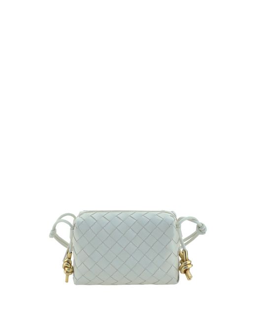 Bottega Veneta Metallic Shoulder Bag Loop Leather Bone-Brass Calf