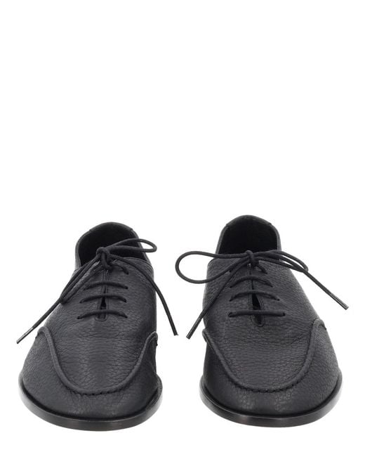 Hereu Black Moccasin Juliol Leather Lace-Up Shoes