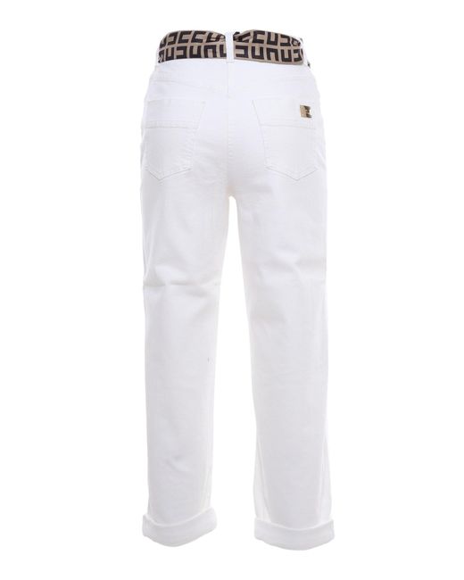 Elisabetta Franchi White Crop Fit Jeans