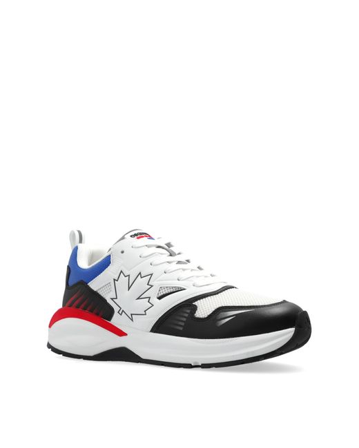 DSquared² White Dash Logo Lace-Up Sneakers for men