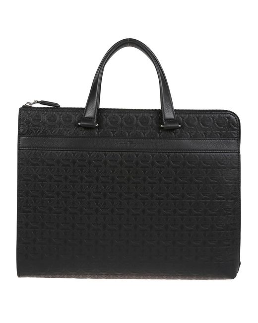 Ferragamo Travel Embossed Business Bag in Black for Men | Lyst