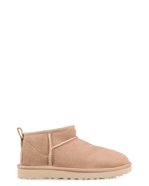 Ugg Brown Classic Ultra Mini Ankle Boots Ovine Leather