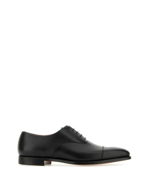 Crockett and Jones Black Leather Hallam Lace-up Shoes for men