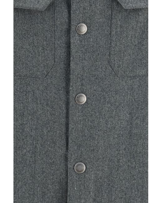 Brunello Cucinelli Gray Virgin Wool Shirt Fleece Ovis Aries for men