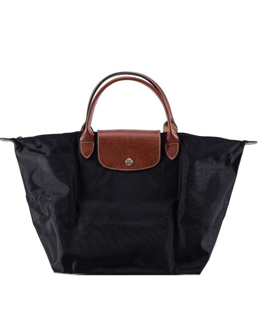 Longchamp Black Le Pliage Medium Folding Tote Bag