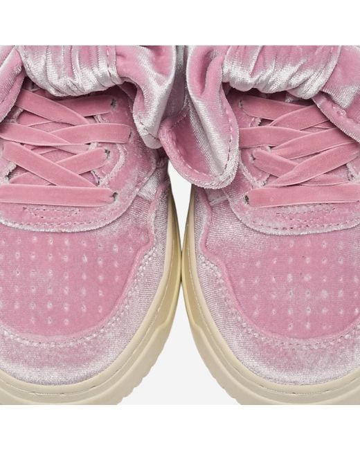 Autry Pink Low Velvet Sneakers (Polyester Trainers
