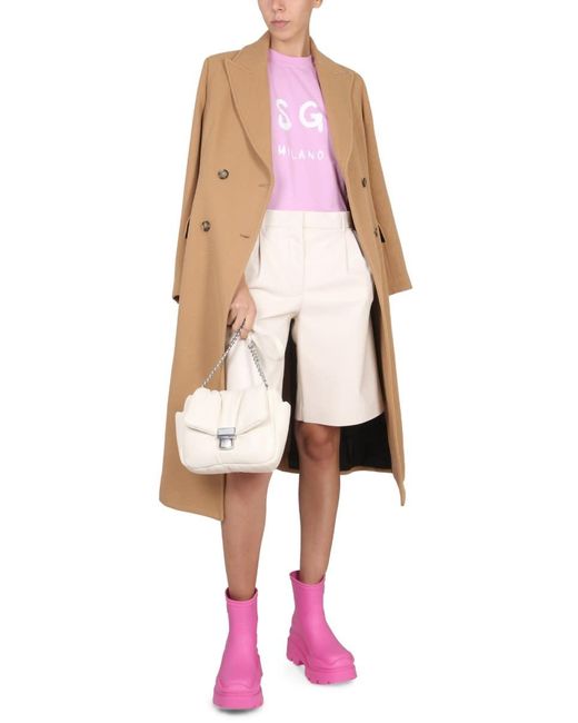 MSGM Pink Faux Leather Bermuda Shorts