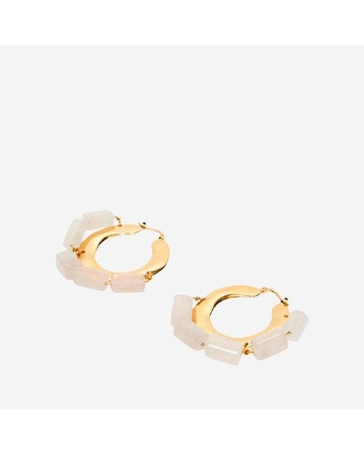 Jil Sander Metallic Brass Earrings With Natural Stones