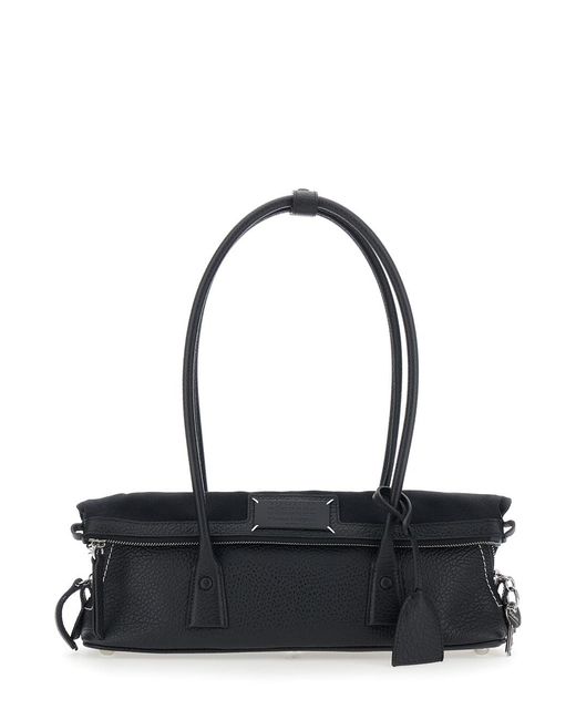 Maison Margiela Black Shoulder Bag Leather Trim Calf