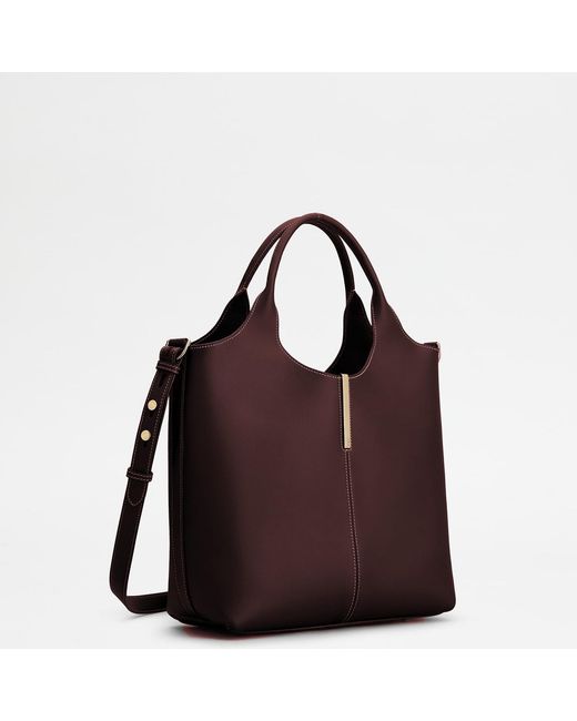 Tod's Brown Leather Shopping Tote Bag Calfskin Shoulder