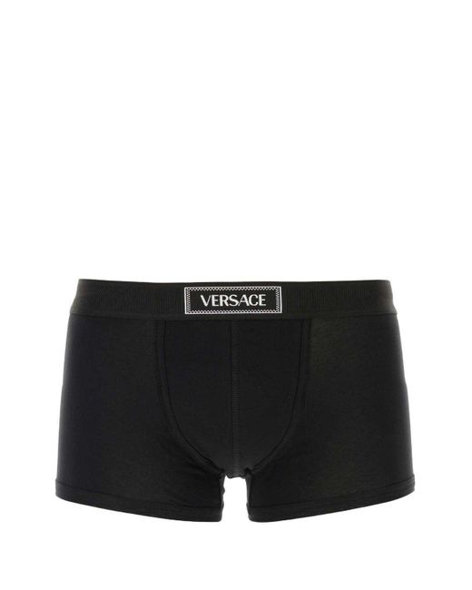 Versace Black Stretch Cotton Boxer for men