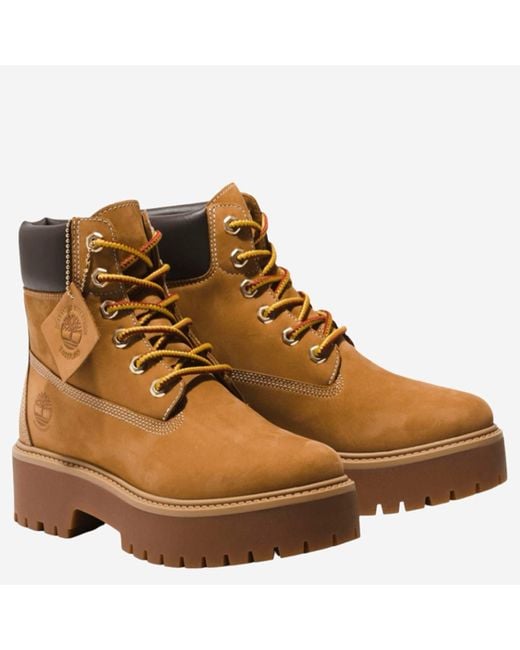 Timberland Brown Stone Street Leather Platform Ankle Boots