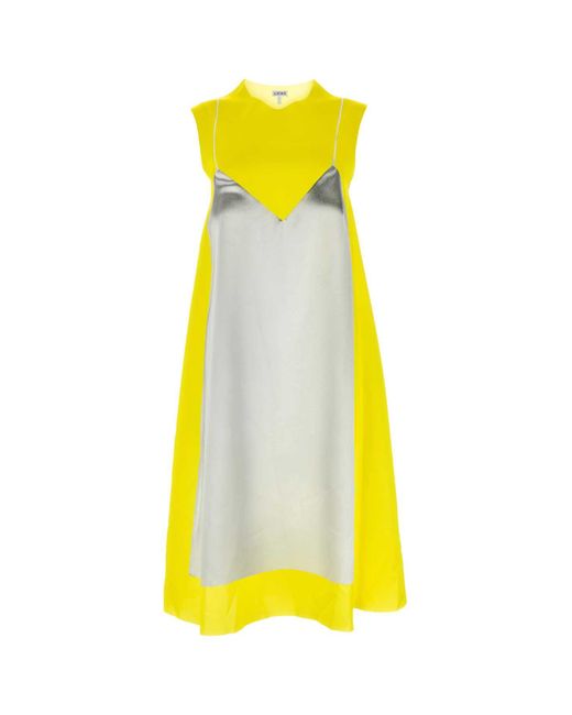 Loewe Yellow Midi Satin Dress /grey