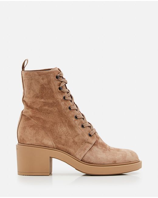 Gianvito Rossi Brown Foster Lace-Up Suede Boots