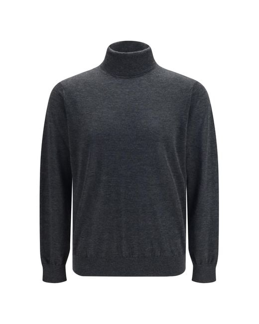 Giorgio Armani Blue Cashmere Turtleneck Sweater Kashmir/Capra Hircus for men