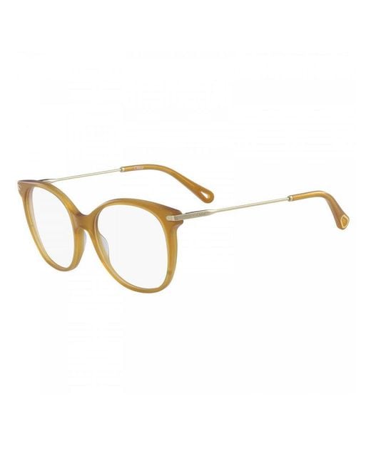 Chloé Metallic Chloe Eyeglasses Round Full Rim, Caramel Frame And Clear Demo Lenses Lens Ce2721208