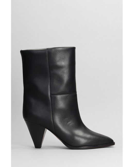 Isabel Marant Rouxa High Heels Ankle Boots In Black Leather