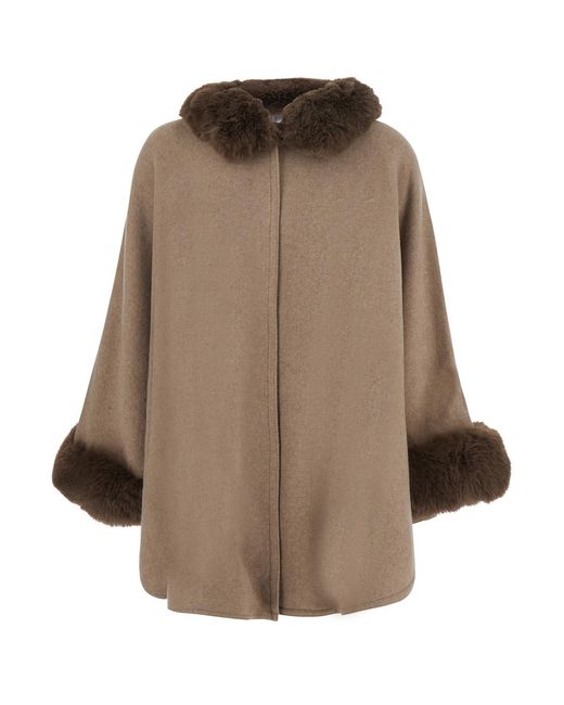 Twinset Brown Coat Tech Fabric Polyester