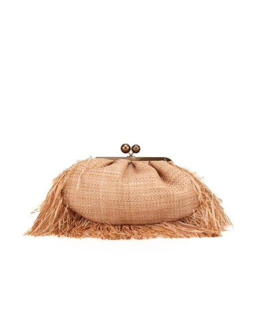 Weekend by Maxmara Natural Pasticcino Bag Medium Belford Raffia Effect With Fringes