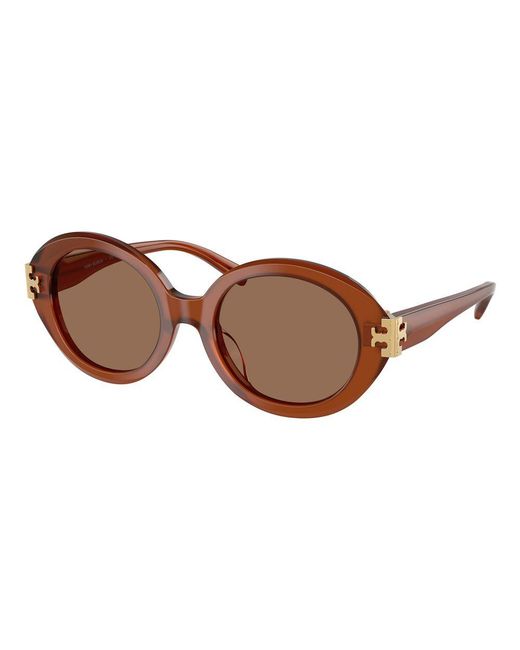 Tory Burch Brown 52Mm Oval Sunglasses