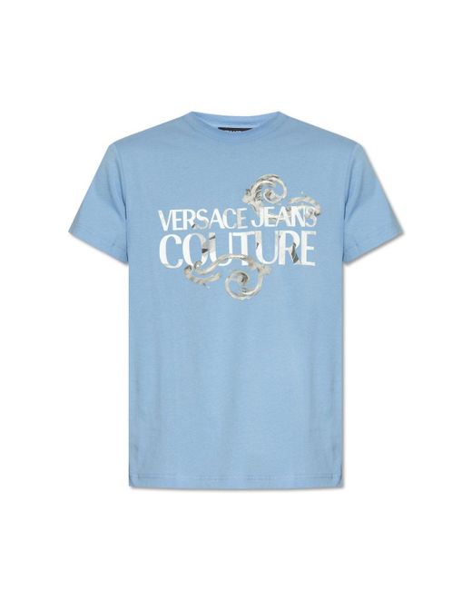 Versace Blue Printed T-shirt, for men