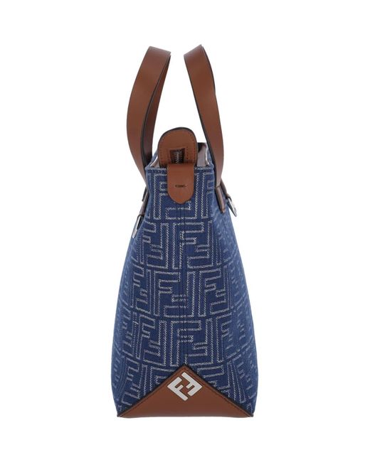 Fendi Blue Small Tote Bora Ff for men