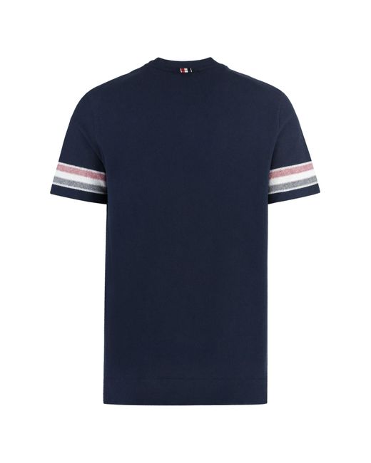 Thom Browne Blue Cotton Knit T-shirt for men