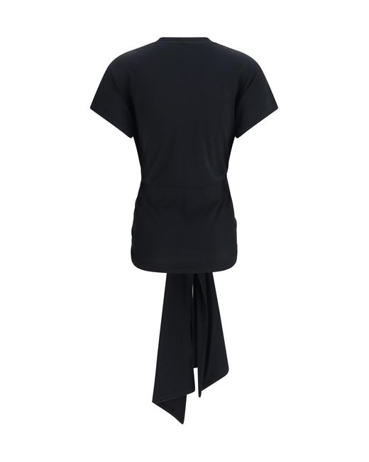 Totême Black Jersey T-Shirt Draped Waist Lyocell