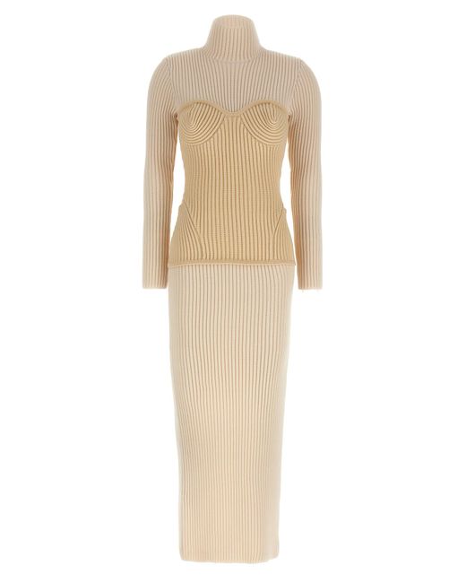 Jean Paul Gaultier Natural Ribbed Merino Wool Corset Dress