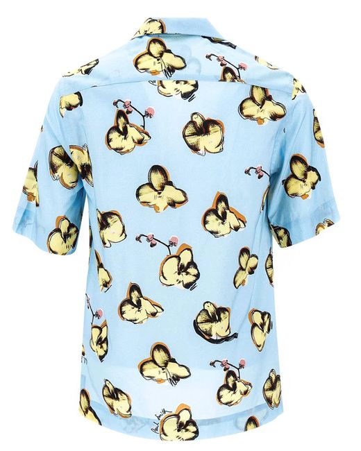 Paul Smith Blue Orchid-Print Short-Sleeve Shirt for men