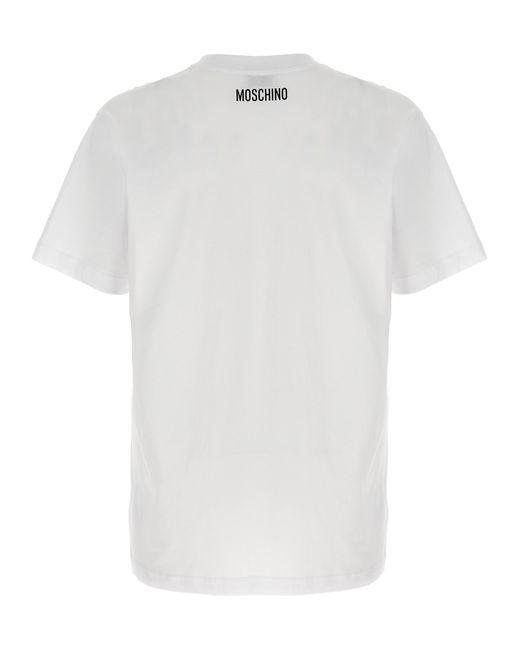 Moschino White Playful Logo Printed Organic Cotton T-Shirt for men