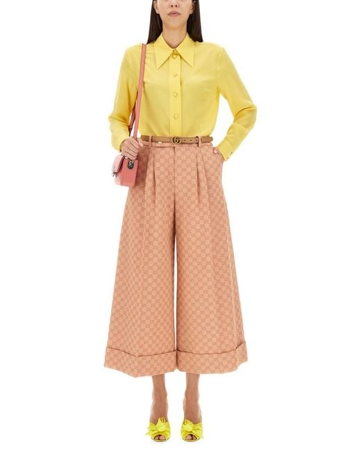 Gucci Yellow Shirt Crepe De Chine Silk