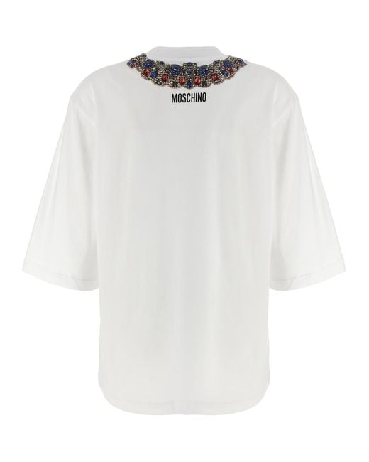 Moschino White Jewel Print T-Shirt