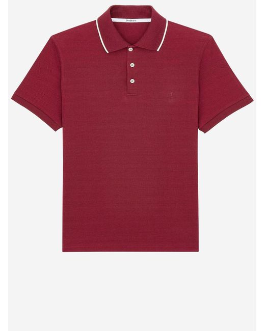 Saint Laurent Red Cotton Piqué Polo Shirt With Logo for men