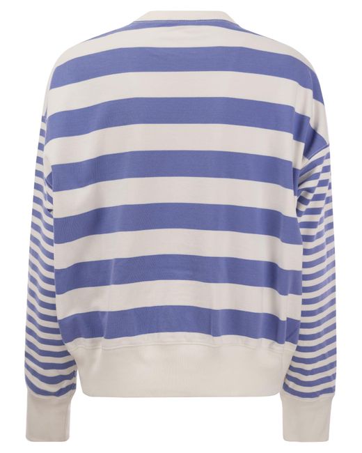 Polo Ralph Lauren Blue Crew-Neck Sweatshirt With Stripes