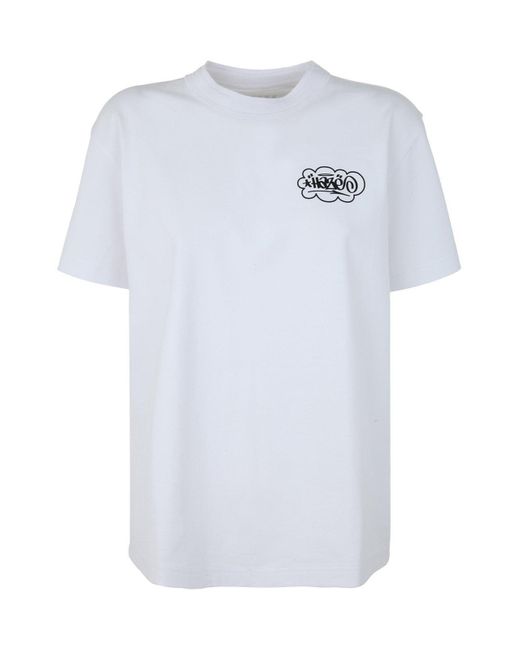 Sacai White Slogan Printed Crewneck T-Shirt for men