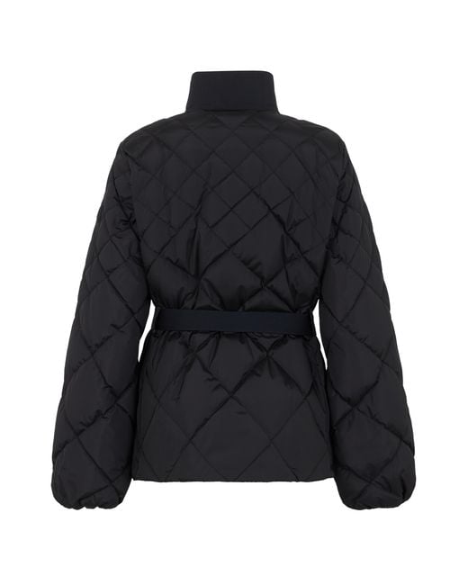 Moncler Black Quilted Belted Jacket Polyamide Puffer